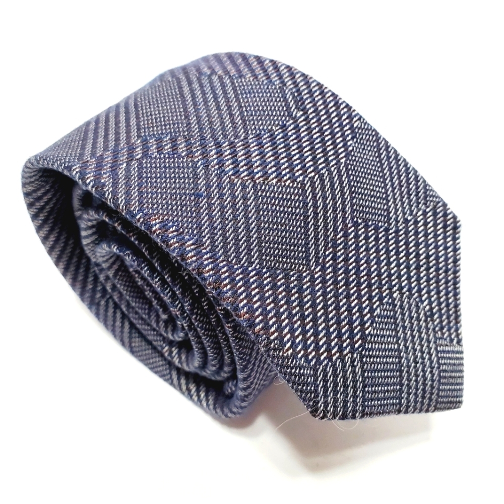 WRK Necktie Silver & Black Tweed Pattern Men's Silk Blend Neck Tie Skinny